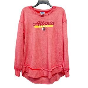 NBA Atlanta Hawks Women's Burnout Crew Neck Fleece Sweatshirt Pink Size L